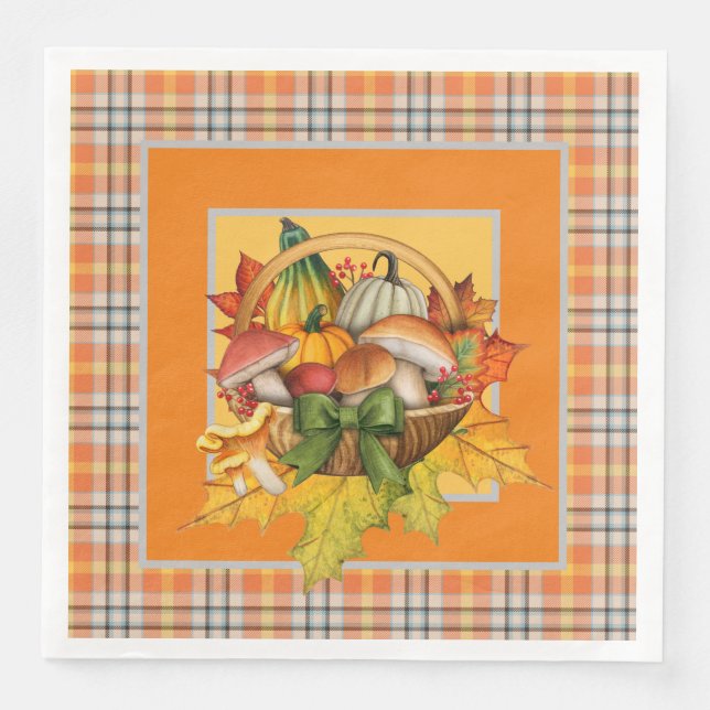 Guardanapo De Papel De Jantar Cogumelos de outono (Frente)