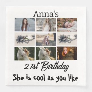 Guardanapo De Papel De Jantar Colagem de Fotos 9 personalizada por aniversário d