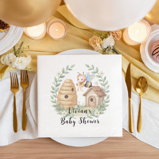 Guardanapo De Papel De Jantar Colmeias Florais e Chuvinha de Bebê Abelhinha