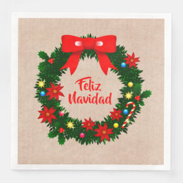 Guardanapo De Papel De Jantar Conjunto Feliz Navidad Merry Christmas Coroa Janta