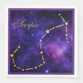 Guardanapo De Papel De Jantar Constelação Dourada Scorpio em Galáxia Escura |
