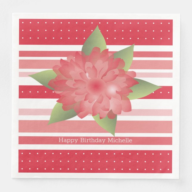 Guardanapo De Papel De Jantar Cor-de-rosa floral acentuado (Frente)