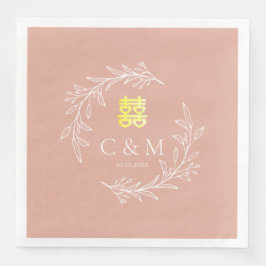 Guardanapo De Papel De Jantar Coroa de folhas de rosa empoeirada boho para casam