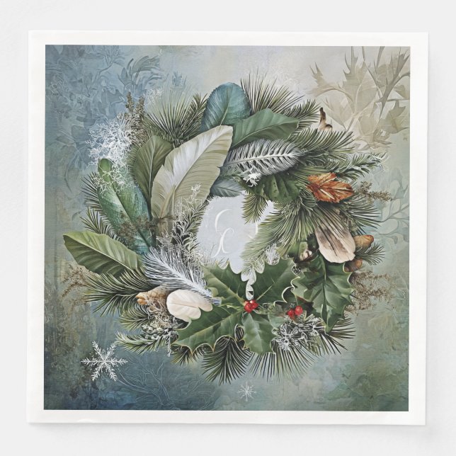 Guardanapo De Papel De Jantar Coroa de Natal (Frente)