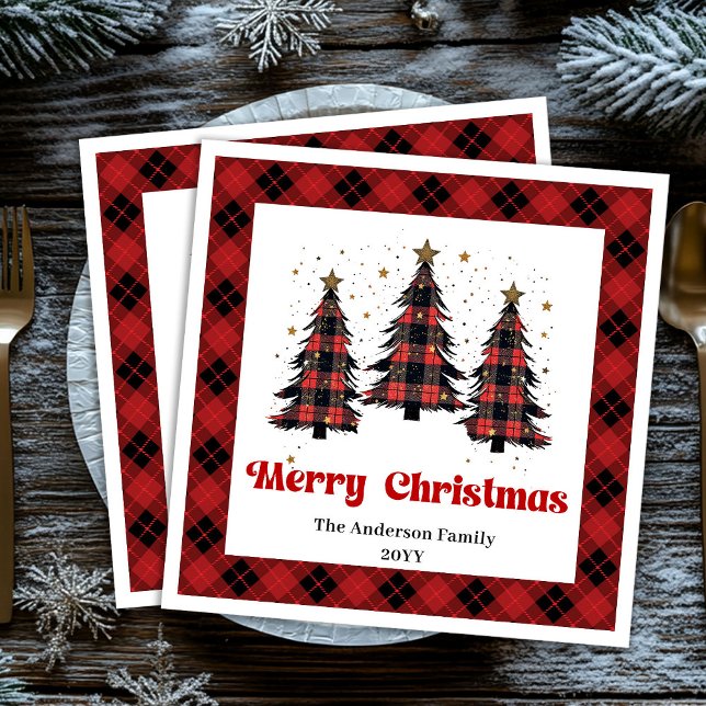 Guardanapo De Papel De Jantar Cozy Buffalo Christmas Napkin Personalized (Cozy Buffalo Christmas Napkin Personalized)
