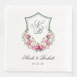 Guardanapo De Papel De Jantar Crest Floral Rosa Casamento