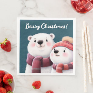 Guardanapo De Papel De Jantar Cubos de Urso Polar Bonitos Vestindo Escarpas