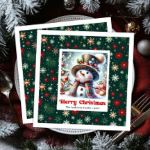 Cute Christmas Snowman Napkins Personalized Kids