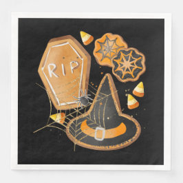 GUARDANAPO DE PAPEL DE JANTAR CUTE HALLOWEEN WITCHES HAT COFFIN SPIDER WEBS