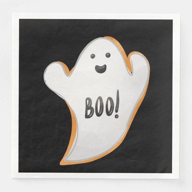 GUARDANAPO DE PAPEL DE JANTAR CUTE WHITE AND ORANGE HALLOWEEN GHOST (Frente)