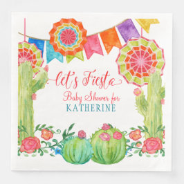 Guardanapo De Papel De Jantar Deixe Fiesta Chá de fraldas Watercolor Cactus Flor