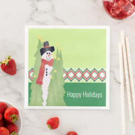 Guardanapo De Papel De Jantar Designer de Snowman Festivo