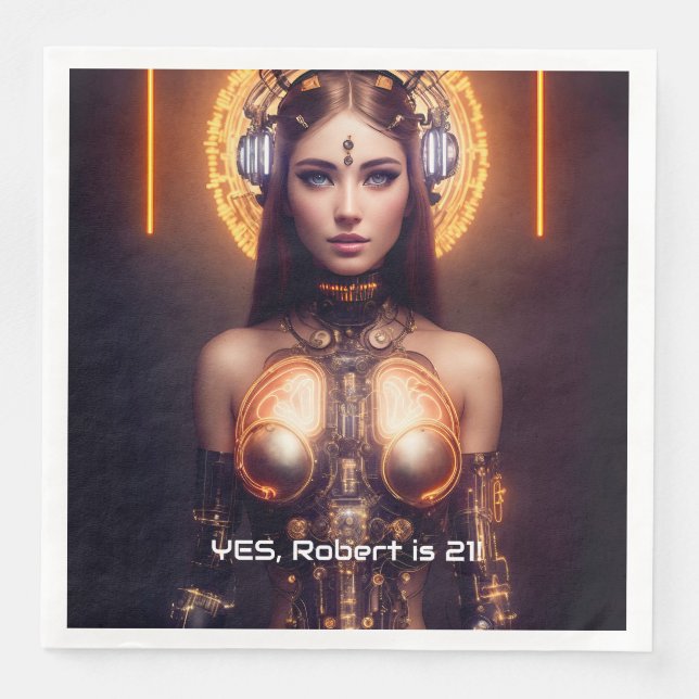 Guardanapo De Papel De Jantar Deusa ouro Cyborg (Frente)