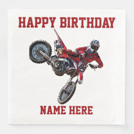 Guardanapo De Papel De Jantar Dirt Bike Red Birthday Nome do Esporte Racing Napk