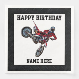 Guardanapo De Papel De Jantar Dirt Bike Red Birthday Nome do Esporte Racing Napk
