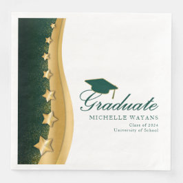 Guardanapo De Papel De Jantar Dourada Festa de formatura Green Hat Stars
