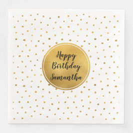 Guardanapo De Papel De Jantar Dourado aniversário de pontos brancos