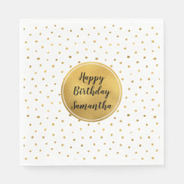 Guardanapo De Papel De Jantar Dourado aniversário de pontos brancos