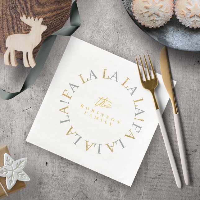 Guardanapo De Papel De Jantar Dourado Natal Tereno Verde Fa La ID1009 (Criador carregado)