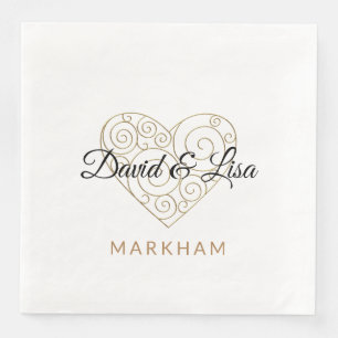 Guardanapo De Papel De Jantar Dourado Papel Cardíaco Napkin com Nomes Personali