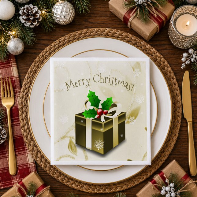 Guardanapo De Papel De Jantar Dourado papel para presentes no Natal (Gold Christmas Gift Paper Napkins)