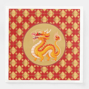 Guardanapo De Papel De Jantar Dragão Dourado
