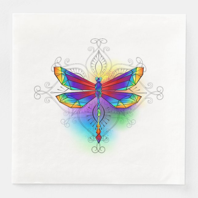 Guardanapo De Papel De Jantar Dragonfly Poligonal (Frente)