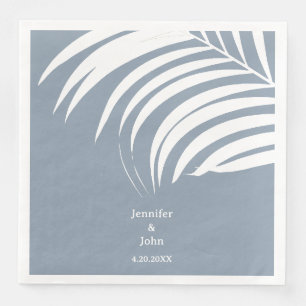 Guardanapo De Papel De Jantar Dusty Blue Tropical Palm Deixa Casamento Elegante