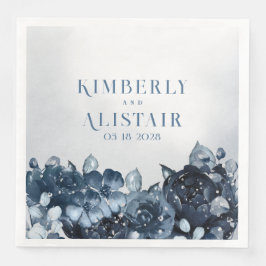 Guardanapo De Papel De Jantar Dusty Marinho Blue Peony Papel de Casamento Janto