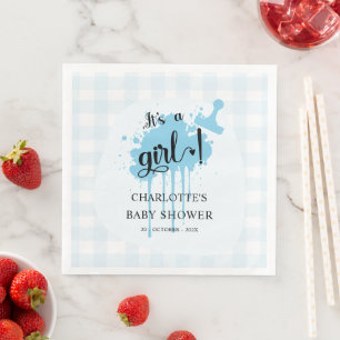 Guardanapo De Papel De Jantar É uma menina Chuveiro de Bebê Azul Pastel Fofo