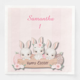 Guardanapo De Papel De Jantar Easter Dinner Napkins - Kawaii Bunnies & Roses