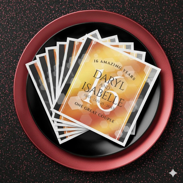 Guardanapo De Papel De Jantar Elegant 16th Golden Topaz Wedding Anniversary (Elegant 16th Golden Topaz Wedding Anniversary Napkins Cover Photo)
