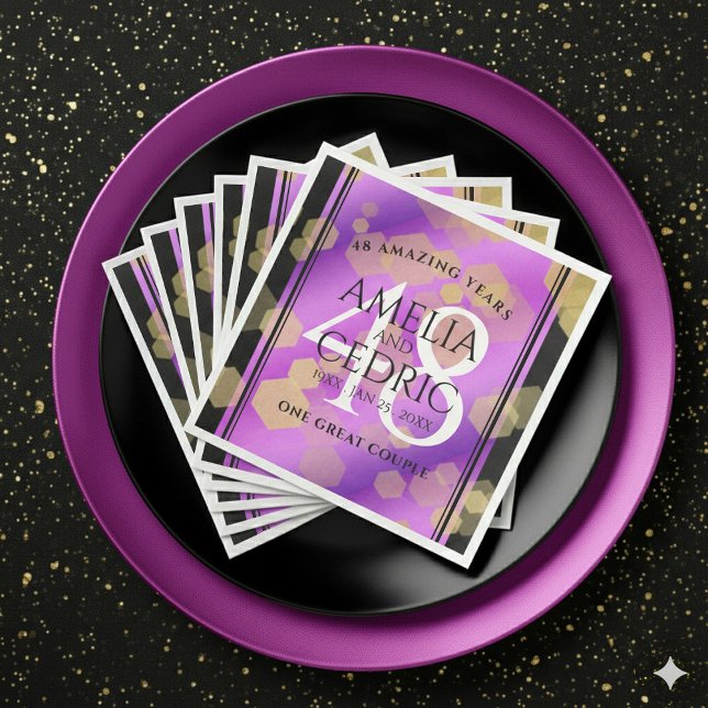 Guardanapo De Papel De Jantar Elegant 48th Amethyst Wedding Anniversary (Elegant 48th Amethyst Wedding Anniversary Napkins Cover Photo)