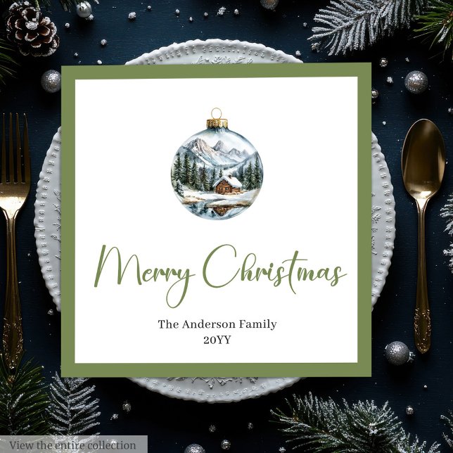 Guardanapo De Papel De Jantar Elegant Boho Christmas Scene Botanical Dinner  (Elegant Boho Christmas Scene Botanical Dinner Napkins)