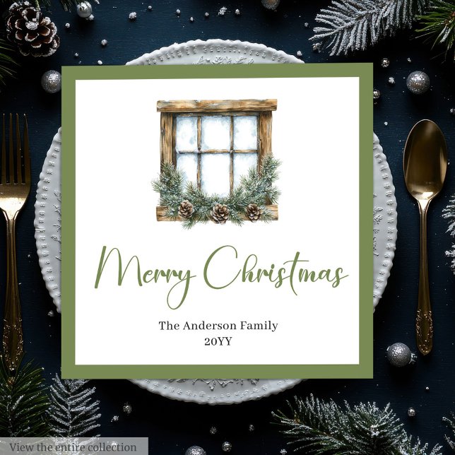 Guardanapo De Papel De Jantar Elegant Boho Scandinavian Christmas Napkins (Minimalist Bohemian Botanical Holiday Napkins)