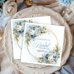 Guardanapo De Papel De Jantar Elegant dusty blue florals eucalyptus gold party<br><div class="desc">✅ For matching items search 237Y in my collections ✅ Celebrate in style with these elegant bridal shower paper napkins featuring watercolor dusty blue flowers, soft eucalyptus greenery, and a shimmering gold glitter frame. Designed with romantic script lettering, this boho floral theme is perfect for modern, chic, or garden bridal...</div>