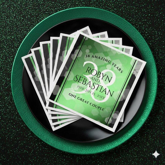 Guardanapo De Papel De Jantar Elegante 38º aniversário do casamento do Emerald (Elegant 38th Emerald Wedding Anniversary Napkins Cover Photo)