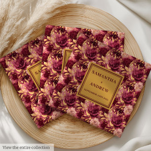Guardanapo De Papel De Jantar Elegante Boho Burgundy Dourado Casamento Cloth Nap