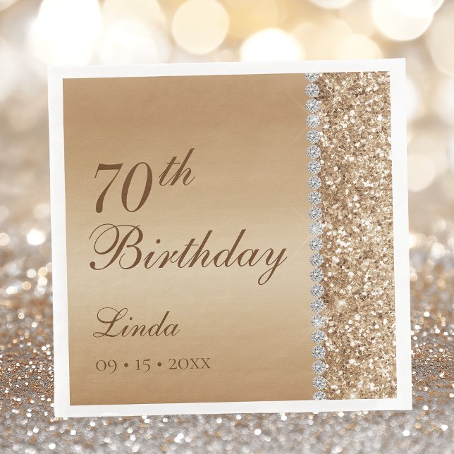 Guardanapo De Papel De Jantar Elegante Dourado 70 Birthday (Criador carregado)