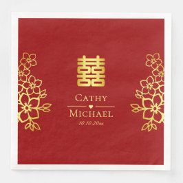 Guardanapo De Papel De Jantar Elegante dupla felicidade floral de casamento chin