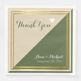 Guardanapo De Papel De Jantar elegante e moderno clássico casamento verde bege