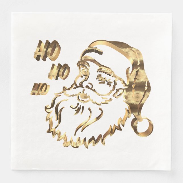 Guardanapo De Papel De Jantar Elegante Faux Dourado Papai Noel Natal (Frente)