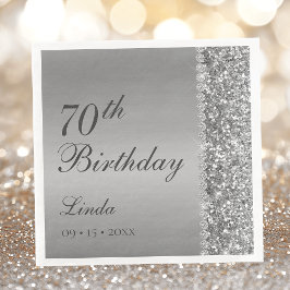 Guardanapo De Papel De Jantar Elegante Prata Aniversário de 70 anos