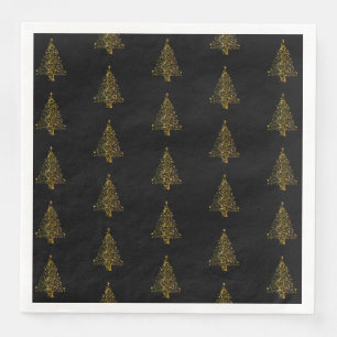 Guardanapo De Papel De Jantar Elegante preto Dourado do teste padrão da árvore
