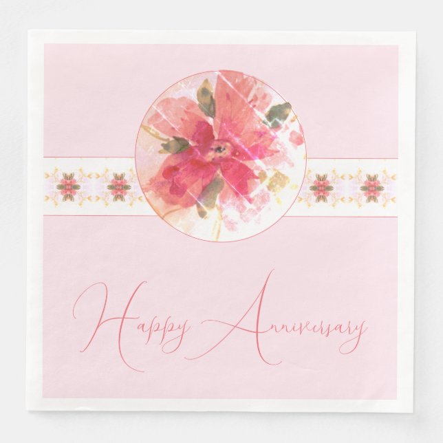 Guardanapo De Papel De Jantar Elegante Rosa E Coral (Frente)