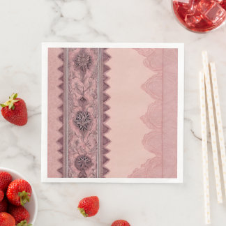 Guardanapo De Papel De Jantar Elegante Rosa Empoeirada Fronteira de Renda Vintag