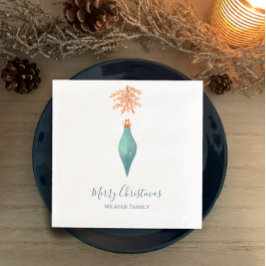 Guardanapo De Papel De Jantar Elegante Watercolor Turquoise Christmas Bauble