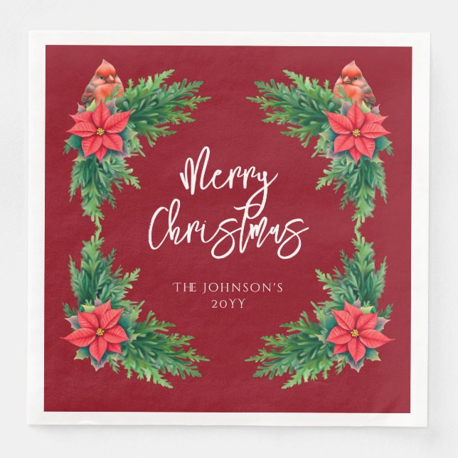 Guardanapo De Papel De Jantar Elegante Winter Greenery (Frente)