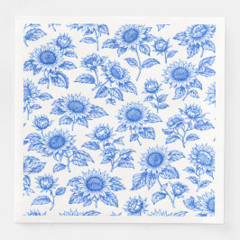 Guardanapo De Papel De Jantar Elegantes Girassóis Toile du Jouy - Botânica Azul