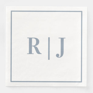Guardanapo De Papel De Jantar Elegantes Monogramas de Iniciales Azul Poeirento p